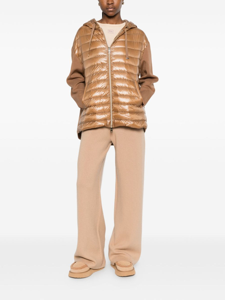 Herno Women Camel Down Jacket With Hood And Zip Closure Padded Luxury Outerwear Premium Coat