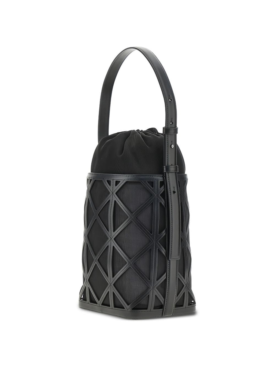 Emporio Armani Exclusive Leather And Mesh Bucket Bag For Women With Versatile Top Handle