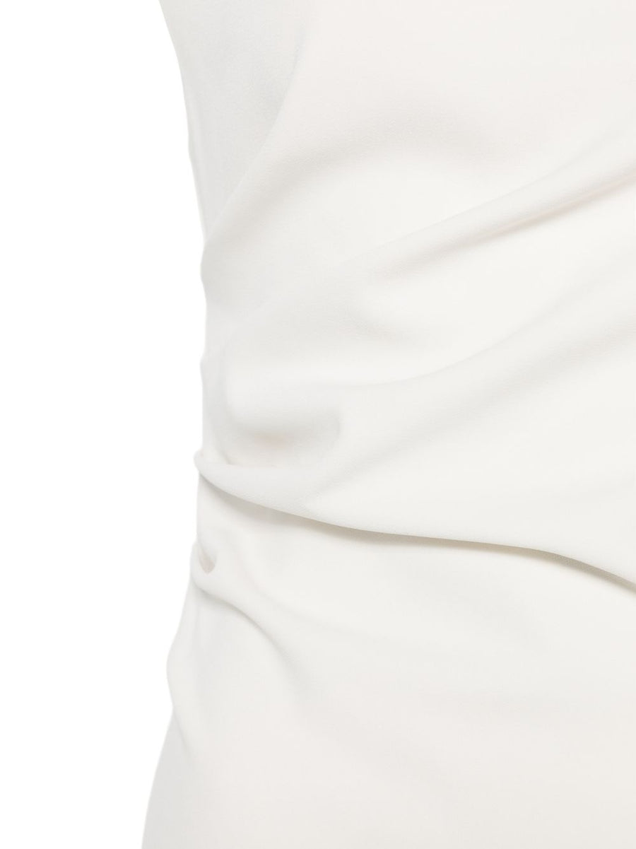 Parosh A Line Midi Dress For Women With Draped Detail Ivory Elegant Versatile Summer Essential