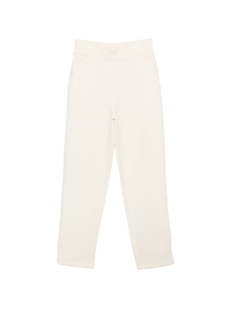 Emporio Armani Womens Cotton Trousers With Luxurious Elasticated Waistband And Side Pockets Ecru Off White