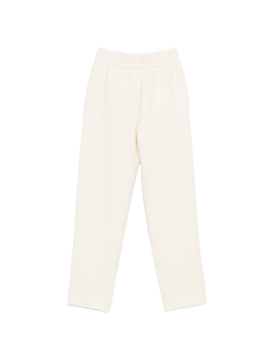Emporio Armani Womens Cotton Trousers With Luxurious Elasticated Waistband And Side Pockets Ecru Off White