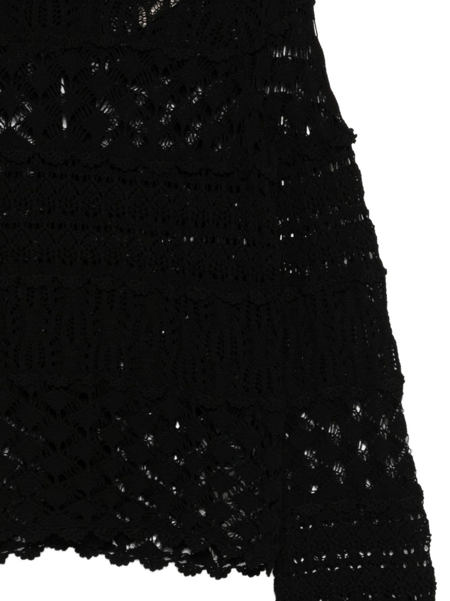 Semicouture Zilla Cotton Cardigan For Women Textured Crochet Knit With Scalloped Trim