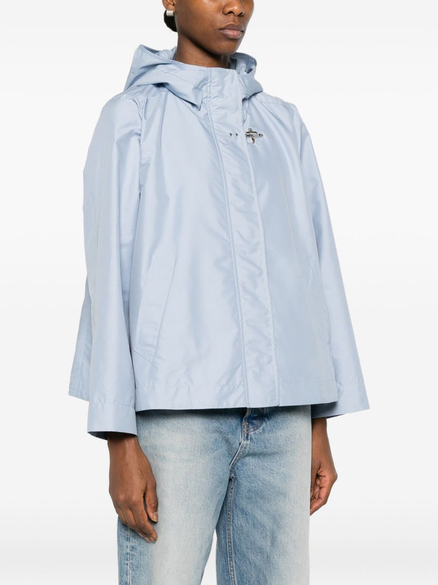 Fay Hooded Parka Coat For Modern Women Versatile Lightweight Light Blue With Hood Drawstring Hem And Pockets