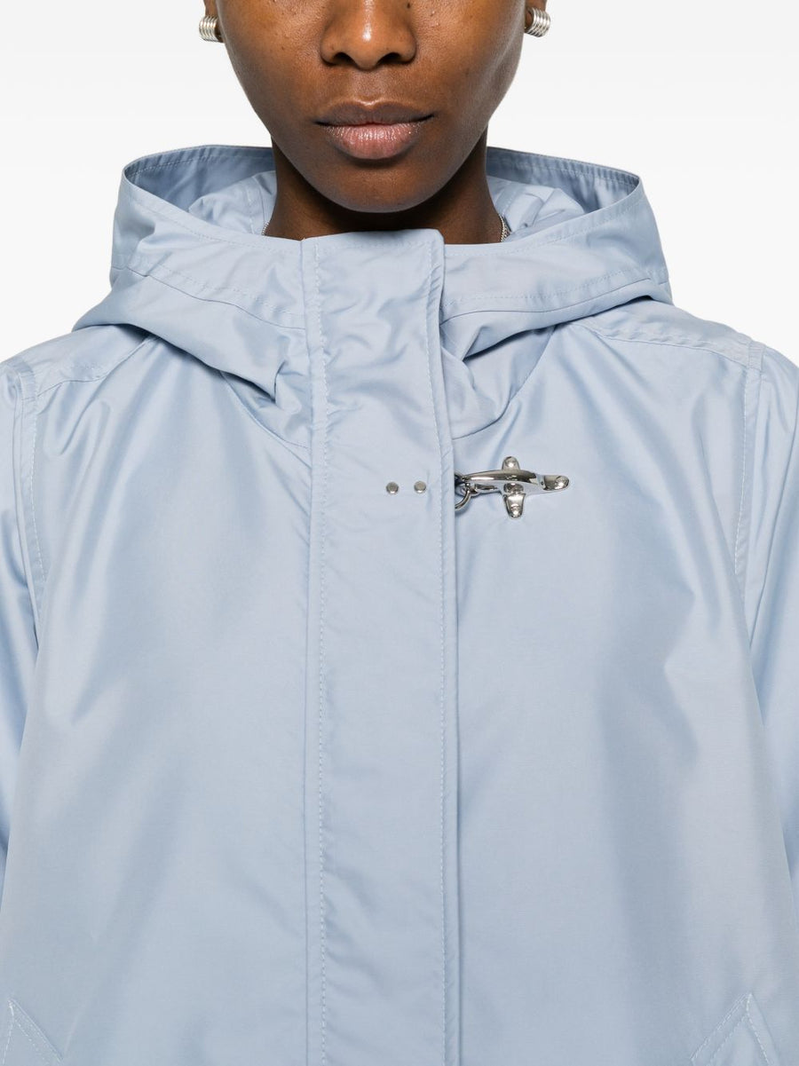 Fay Hooded Parka Coat For Modern Women Versatile Lightweight Light Blue With Hood Drawstring Hem And Pockets