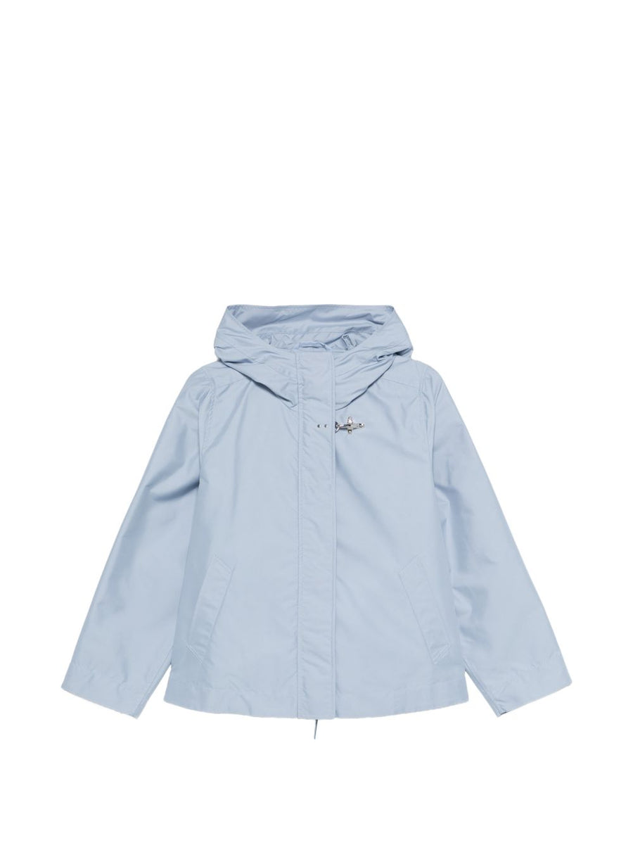 Fay Hooded Parka Coat For Modern Women Versatile Lightweight Light Blue With Hood Drawstring Hem And Pockets
