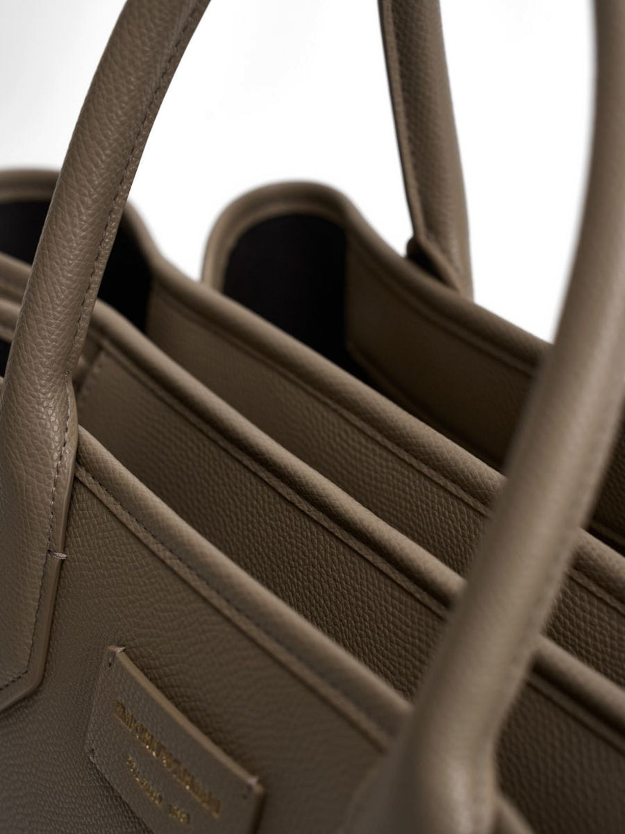 Emporio Armani Palmellato Shopper Bag for Women Luxe Grey Polyurethane Versatile Everyday Luxury