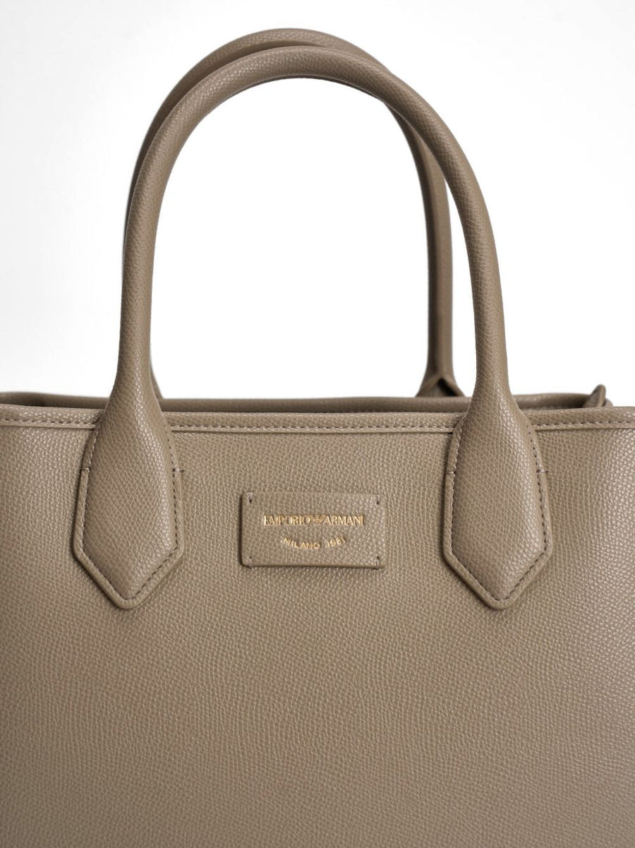 Emporio Armani Palmellato Shopper Bag for Women Luxe Grey Polyurethane Versatile Everyday Luxury