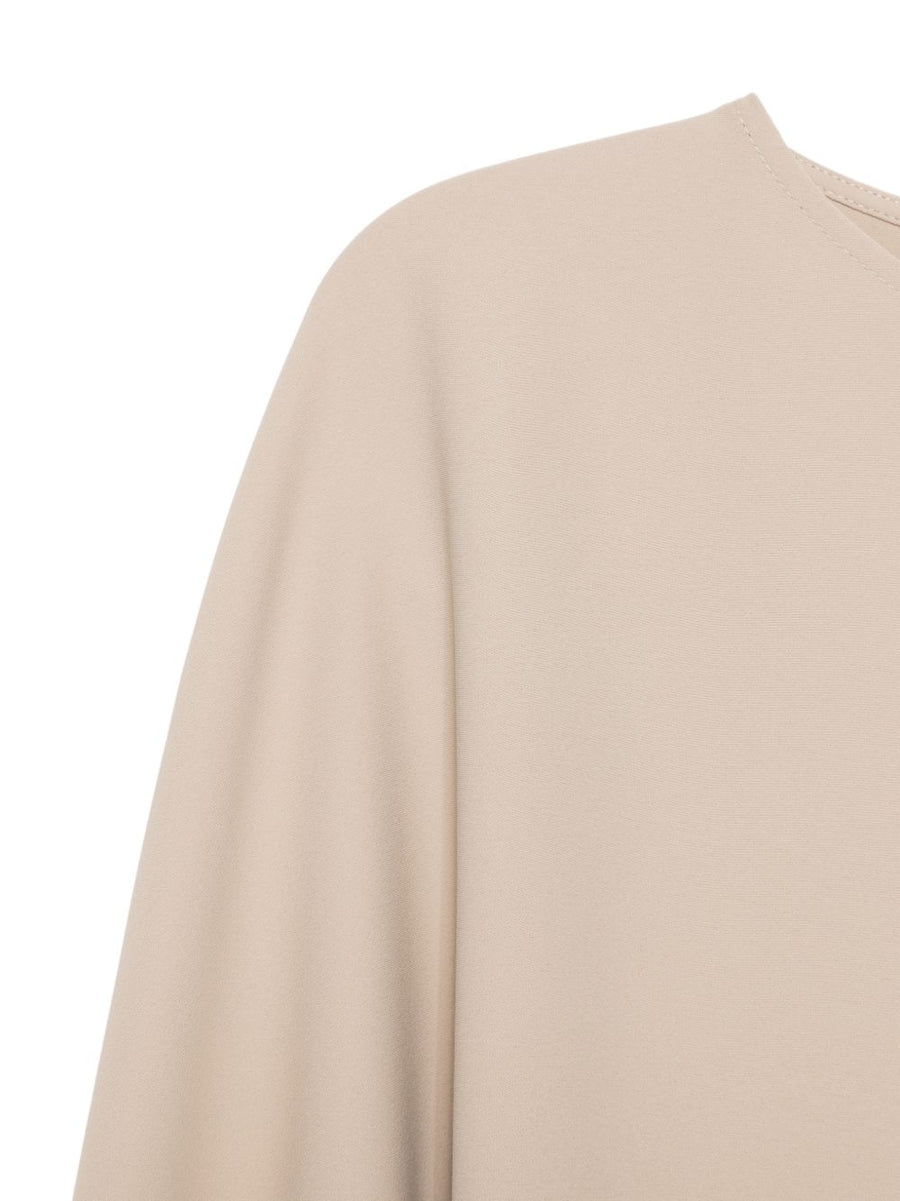 Parosh Short Dress For Women Beige Sand Tone Belted Waist Boat Neck Polyester Luxe Polished Spring Summer 2026