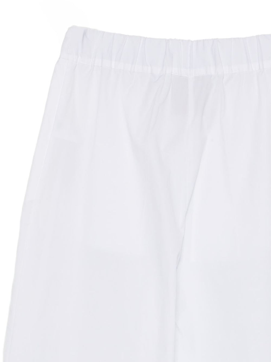 Semicouture Jhonny Cotton Trousers For Women Wide Leg Desk To Weekend Comfort Elastic Waist White