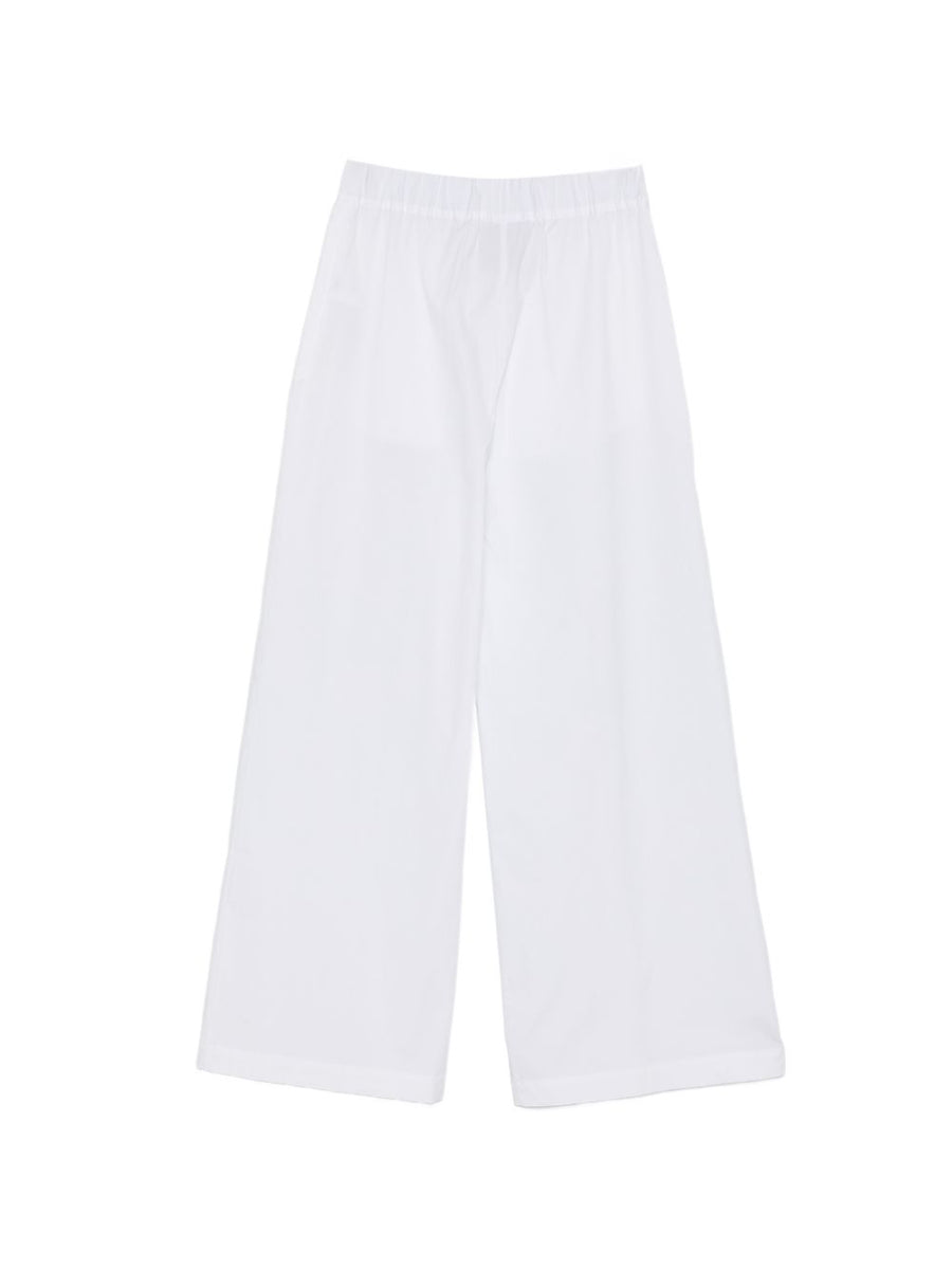 Semicouture Jhonny Cotton Trousers For Women Wide Leg Desk To Weekend Comfort Elastic Waist White