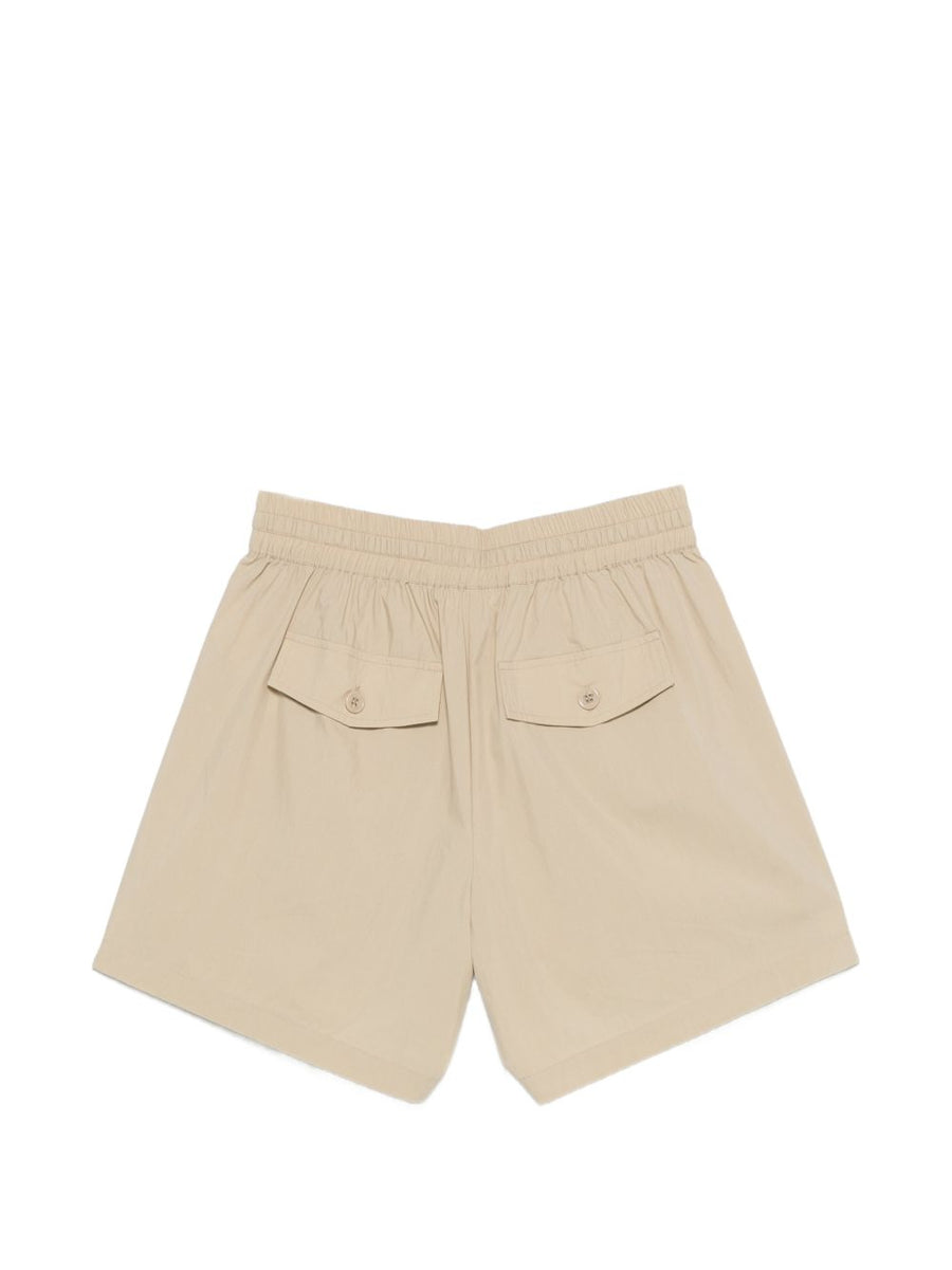 Parosh Nylon Cotton Blend Shorts Beige Unisex Streetwear with Drawstring Elastic Waistband