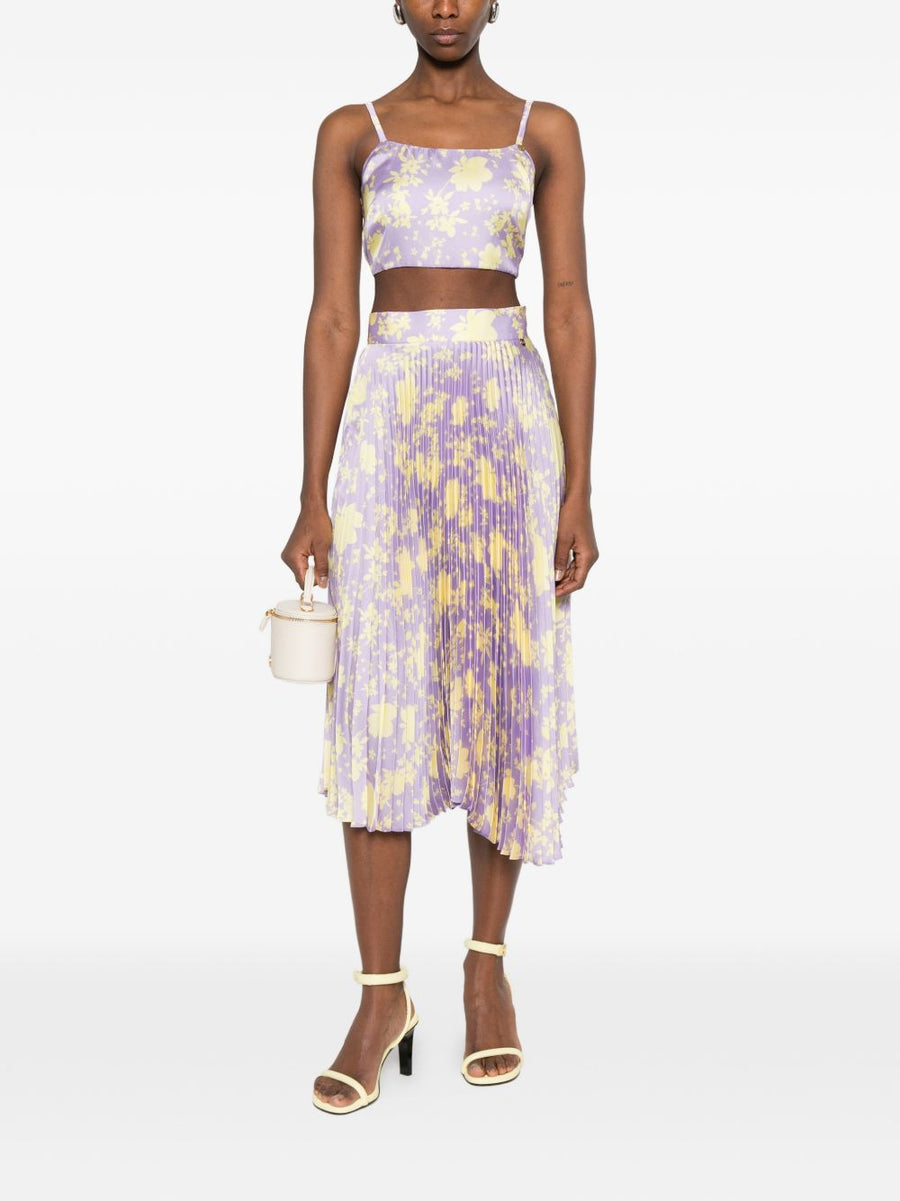 Catalina Lilac Floral Top With Tie Front For Women Resort Ready Polyester Blouse Vacation Wardrobe Essential