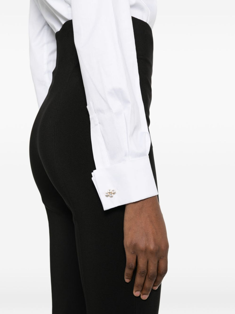 Catalina Tie Shirt For Women Refined White Cotton Blend With Concealed Placket Office Ready
