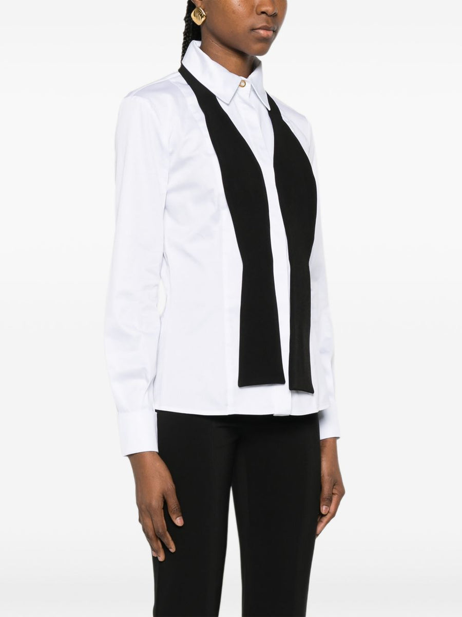 Catalina Tie Shirt For Women Refined White Cotton Blend With Concealed Placket Office Ready
