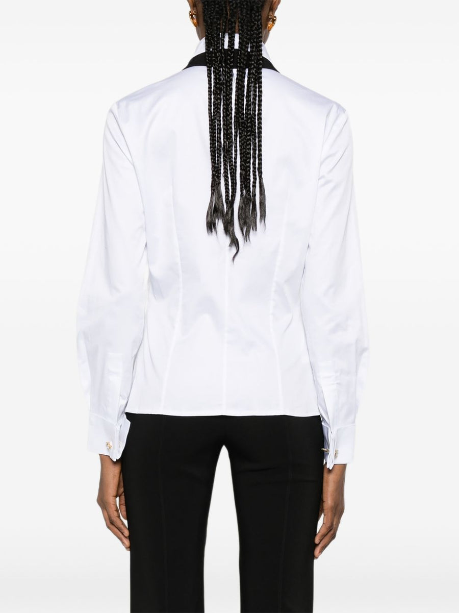 Catalina Tie Shirt For Women Refined White Cotton Blend With Concealed Placket Office Ready