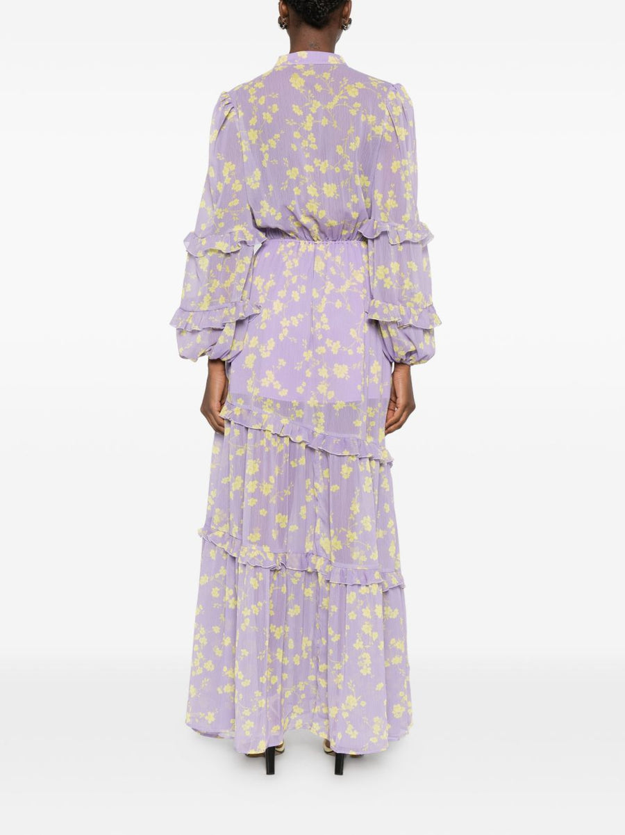 Catalina Chiffon Long Dress for Women Resort Ready Lilac Floral Print Durable and Elegant