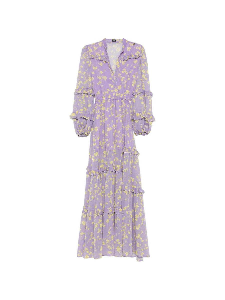 Catalina Chiffon Long Dress for Women Resort Ready Lilac Floral Print Durable and Elegant
