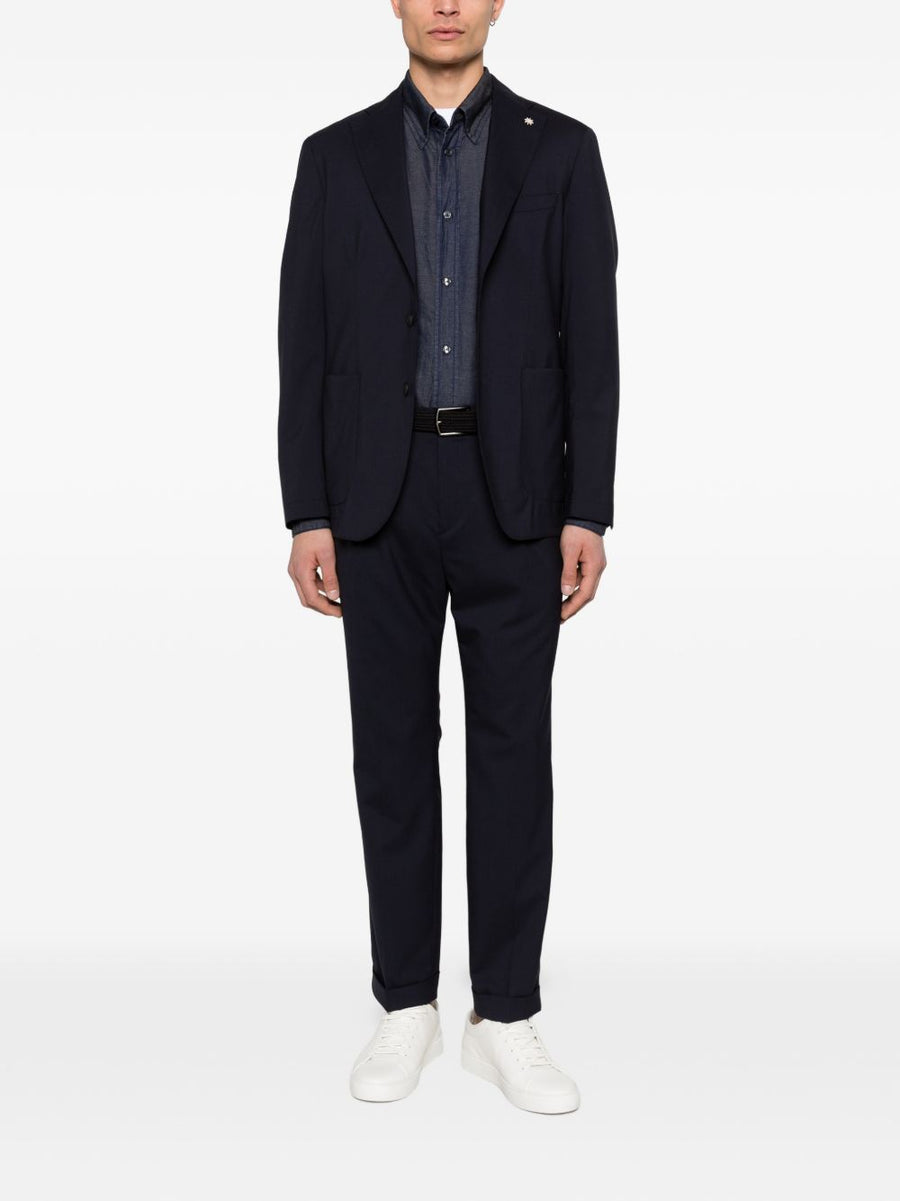 Emporio Armani Navy Denim Cotton Shirt For Men Premium Lyocell Linen Blend Comfort And Versatility