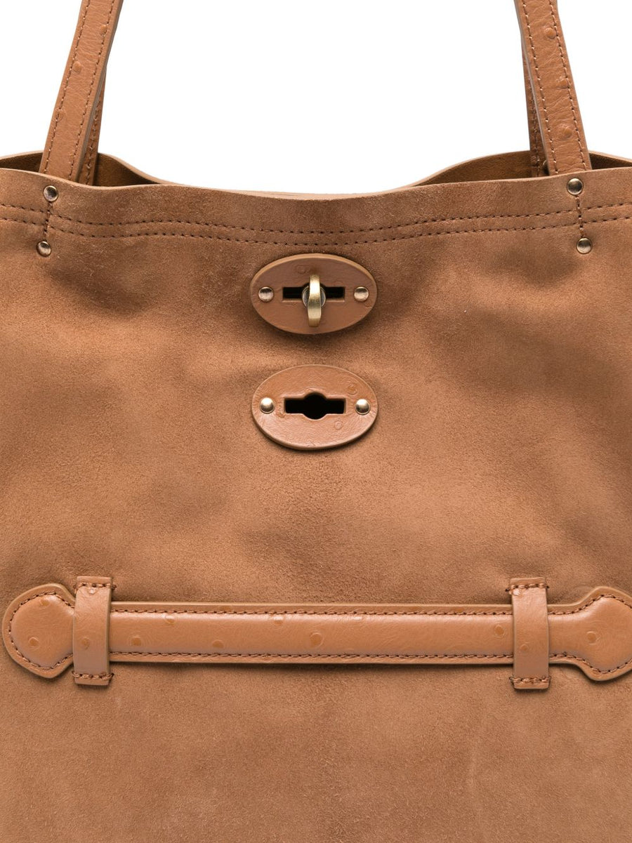 Zanellato A'Spasso Medium Bag Calf Leather Top Handle Studded Trim Women City Bag For Everyday Elegance