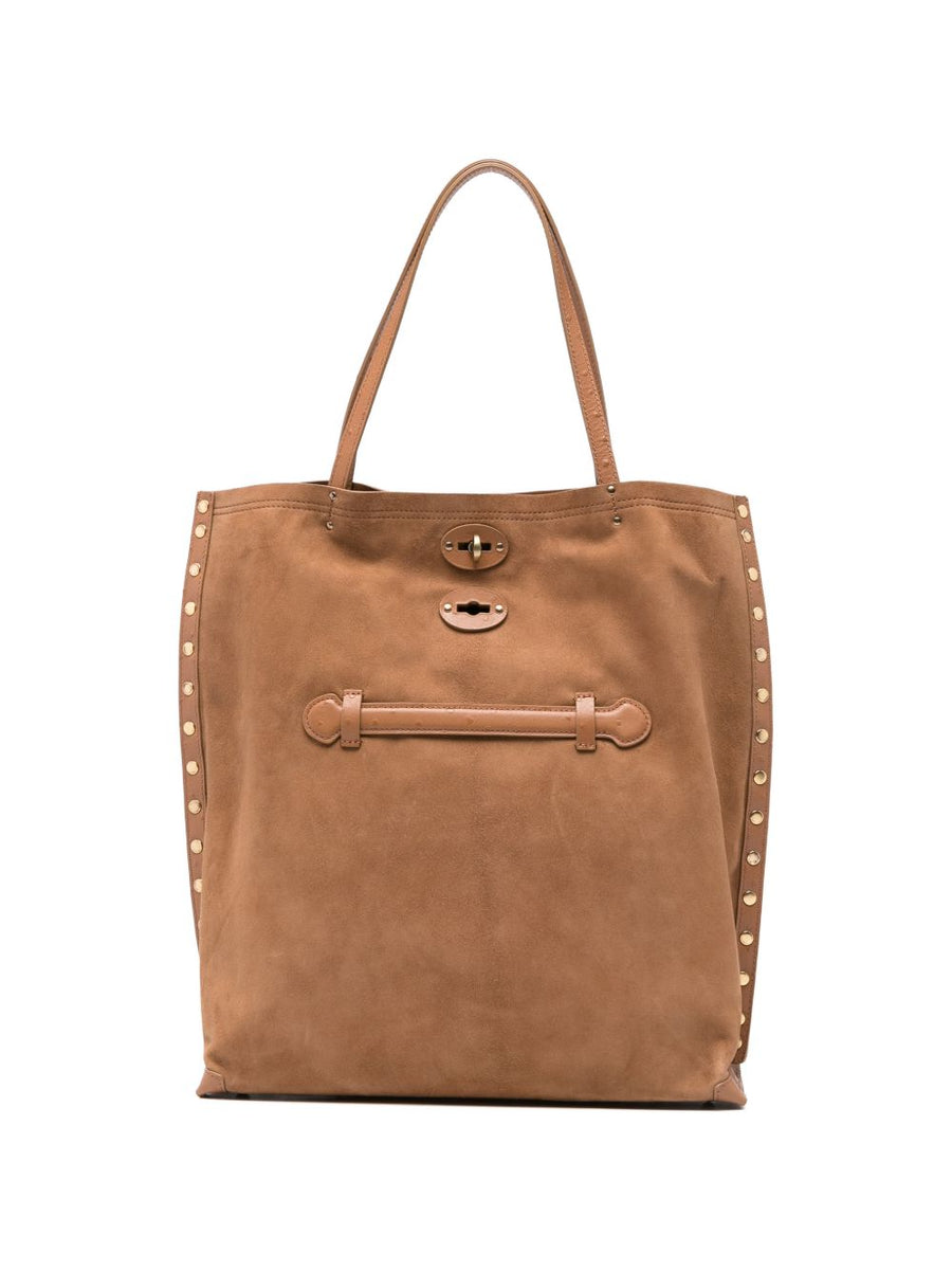 Zanellato A'Spasso Medium Bag Calf Leather Top Handle Studded Trim Women City Bag For Everyday Elegance