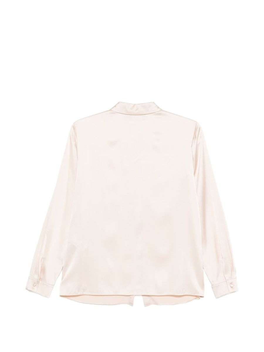 Emporio Armani Silk Shirt For Women Powder Pink Long Sleeve Button Front Luxurious Resortwear Essential
