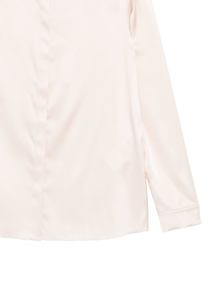 Emporio Armani Silk Shirt For Women Powder Pink Long Sleeve Button Front Luxurious Resortwear Essential