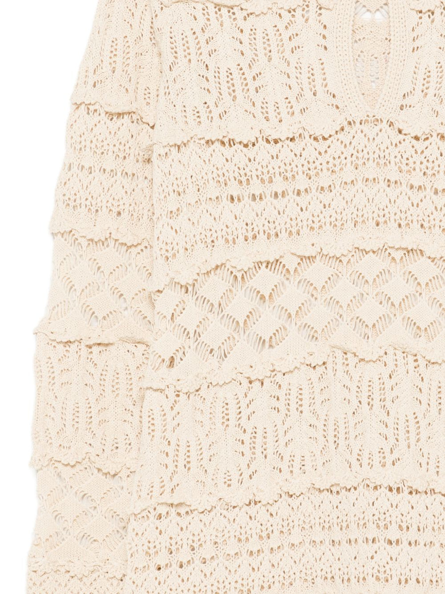 Semicouture Alvina Cotton Mini Dress White Openwork Detail For Women Effortless Day To Night Luxe