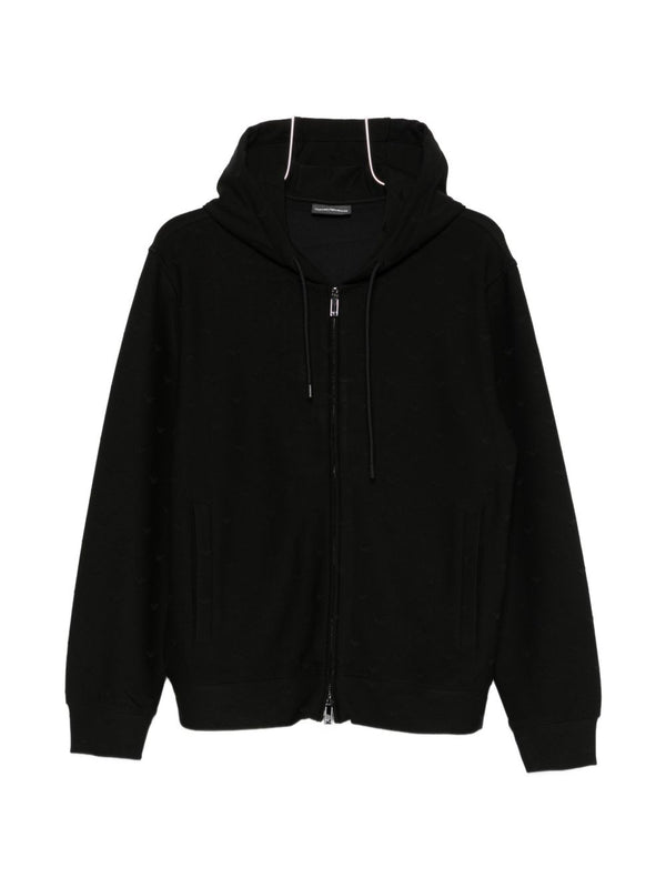Emporio Armani Cotton Blend Zip Hoodie For Men Breathable Luxury Everyday Comfort
