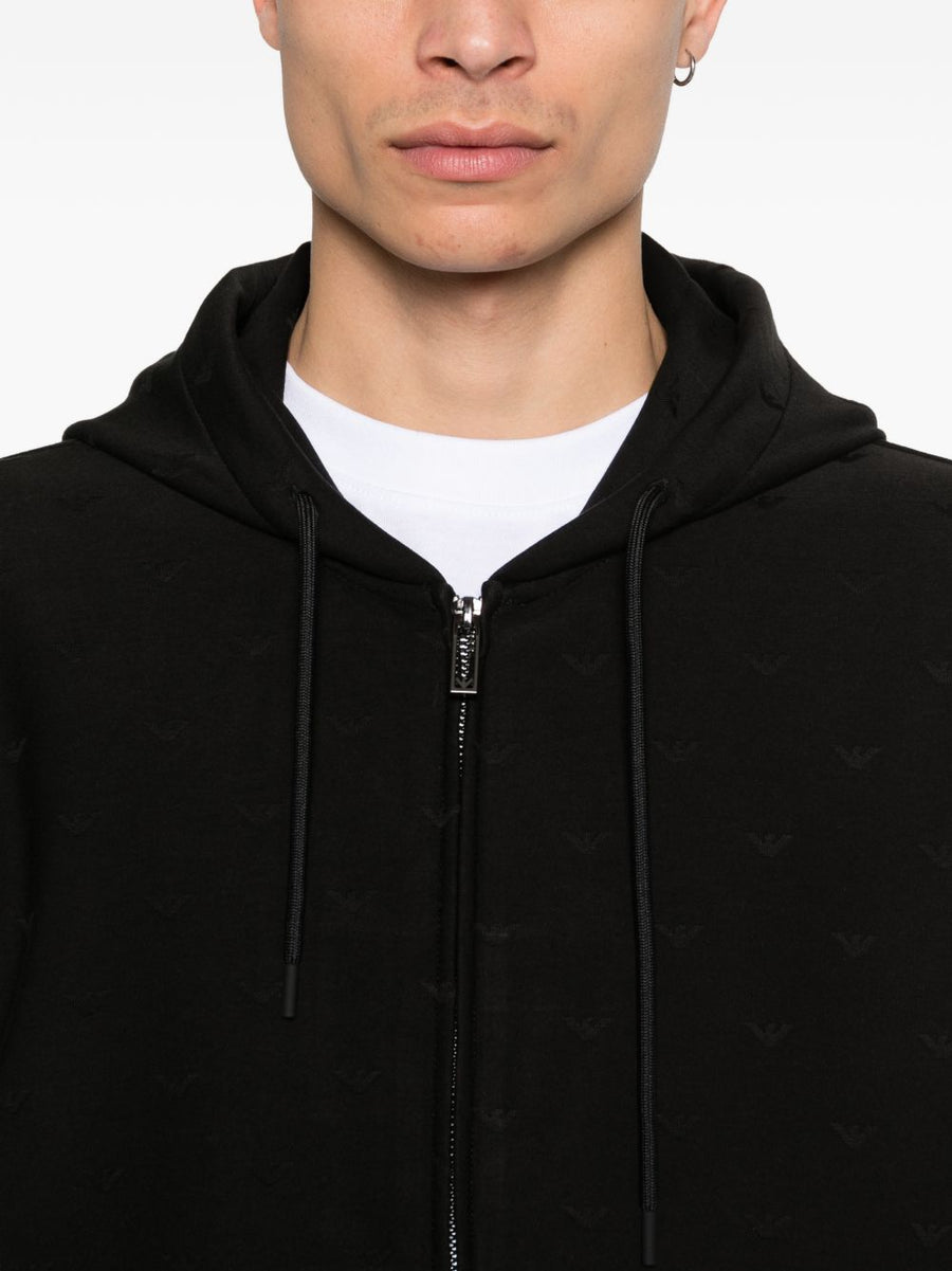 Emporio Armani Cotton Blend Zip Hoodie For Men Breathable Luxury Everyday Comfort