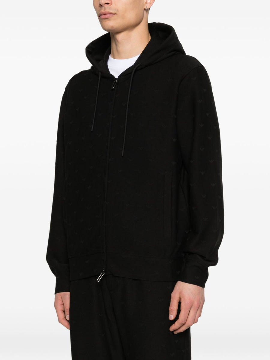 Emporio Armani Cotton Blend Zip Hoodie For Men Breathable Luxury Everyday Comfort