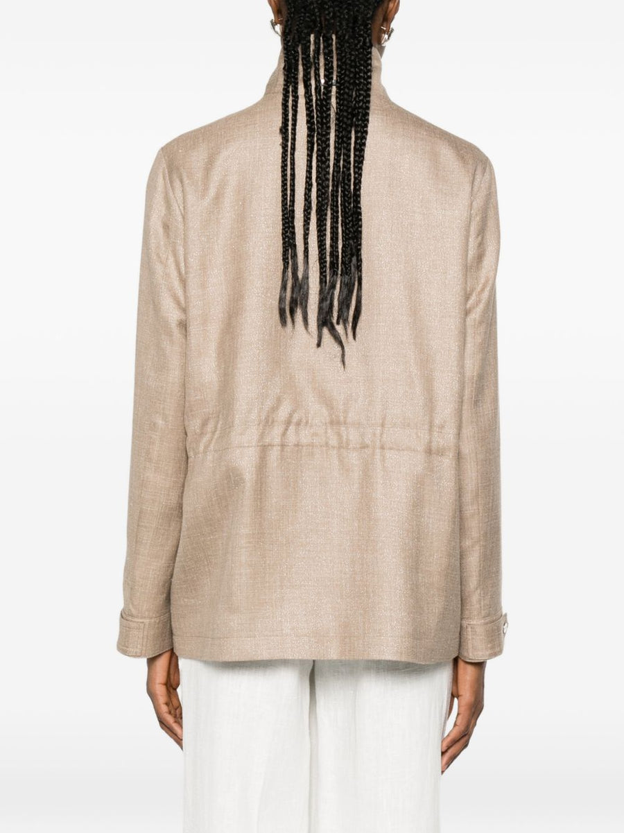 Herno Beige Field Jacket For Women With Chest And Front Pockets Button Front