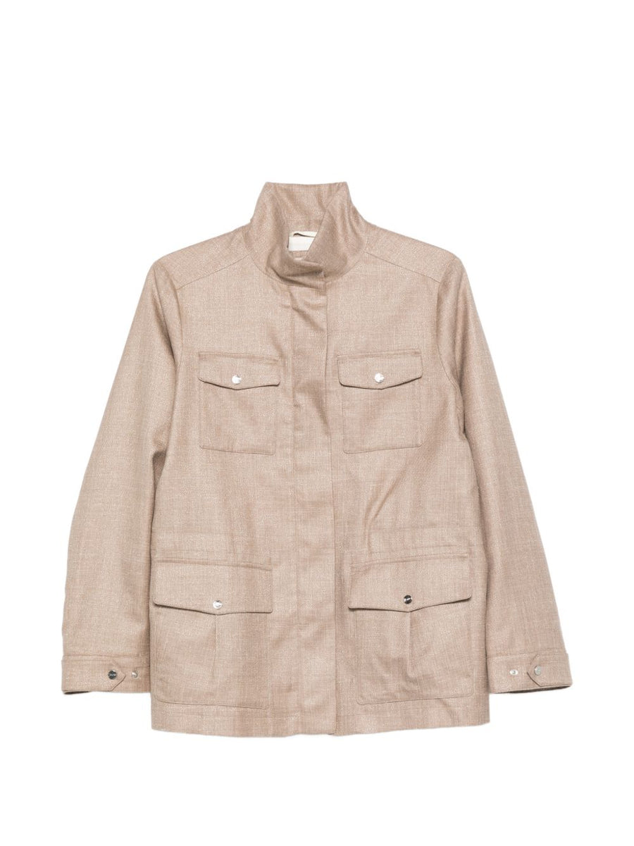 Herno Beige Field Jacket For Women With Chest And Front Pockets Button Front
