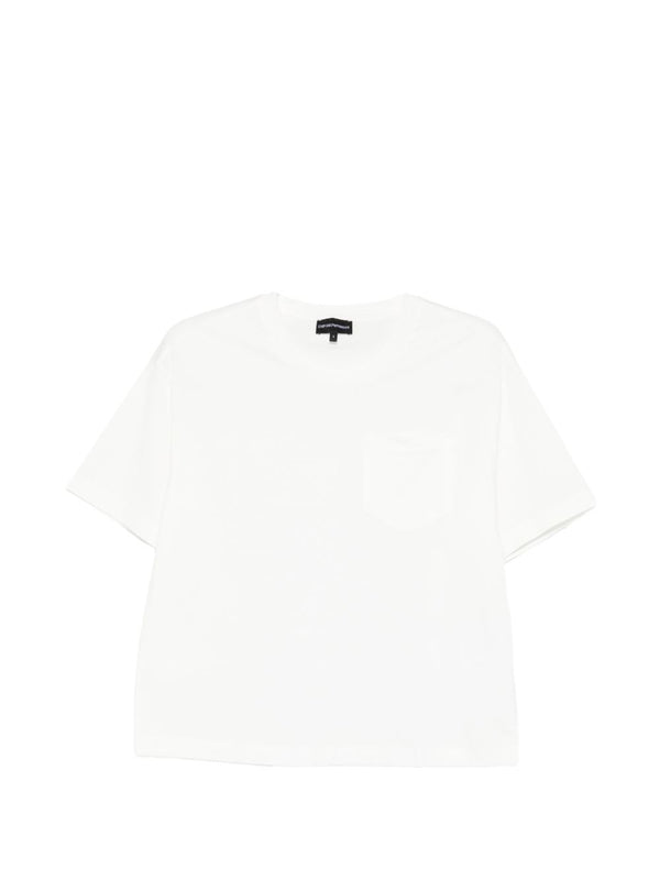 Emporio Armani Logo Cotton T Shirt For Women With Boxy Fit And Signature Logo Premium Everyday Luxury