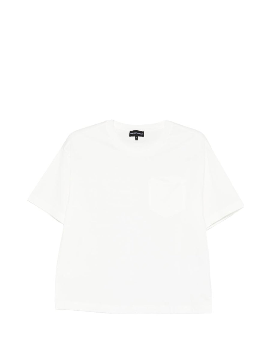 Emporio Armani Logo Cotton T Shirt For Women With Boxy Fit And Signature Logo Premium Everyday Luxury