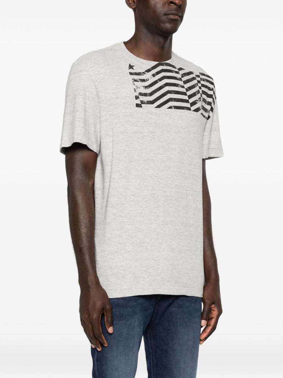 Golden Goose Printed Cotton T Shirt For Men With Grey Graphic Print Luxurious Casual Topwear