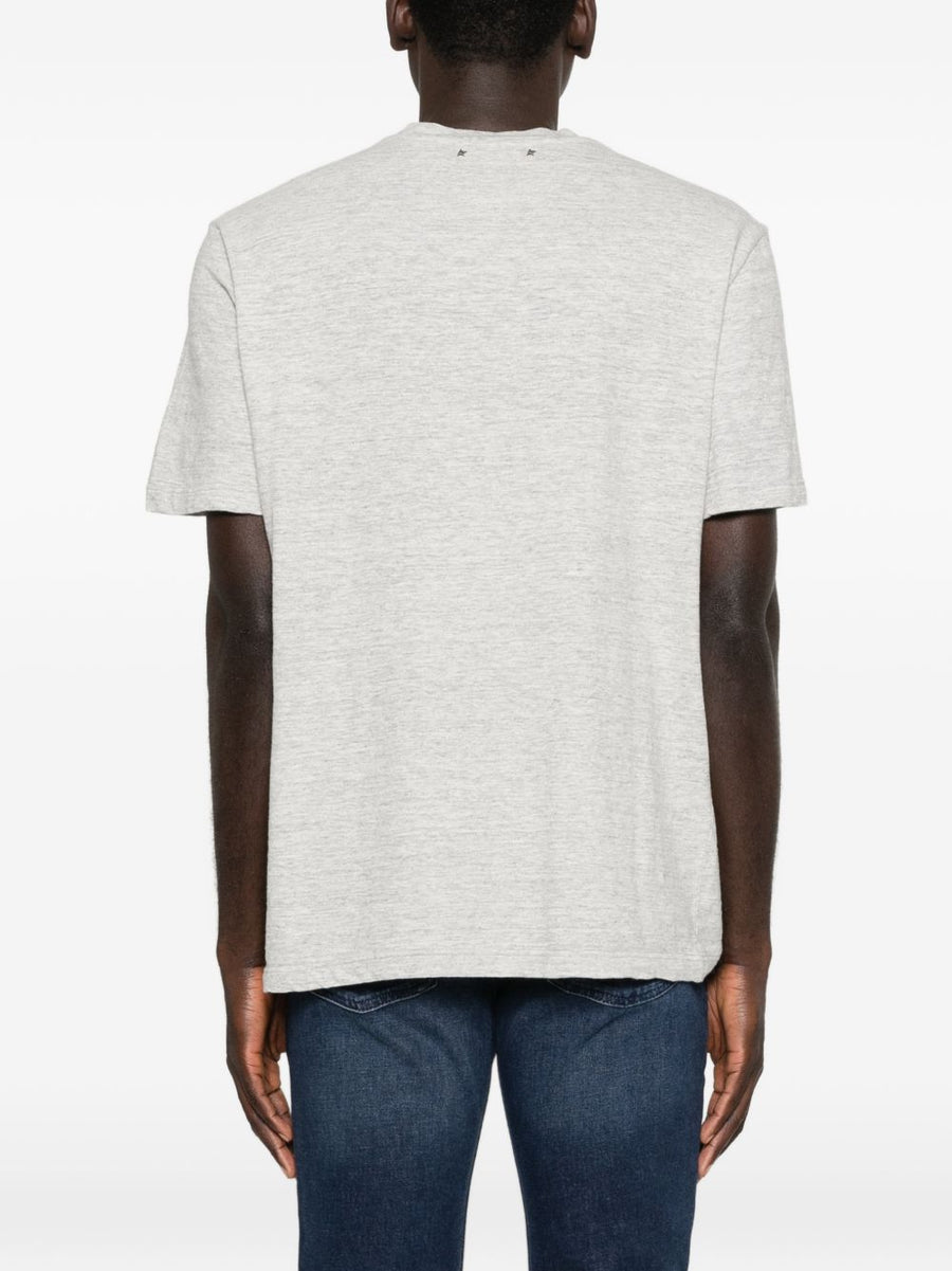 Golden Goose Printed Cotton T Shirt For Men With Grey Graphic Print Luxurious Casual Topwear