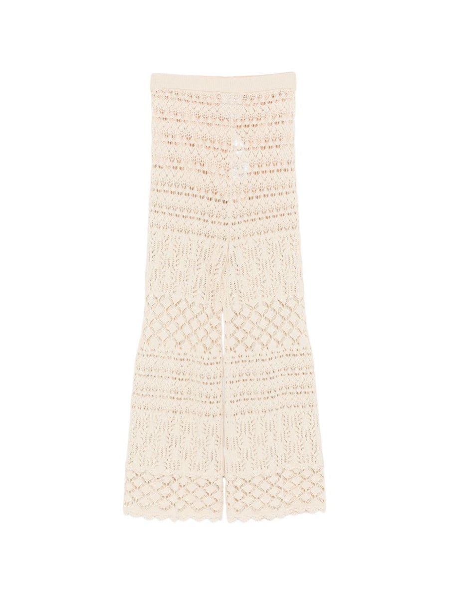 Semicouture Amalia Cotton Trousers For Women Open Knit Wide Leg Comfort And Effortless Style