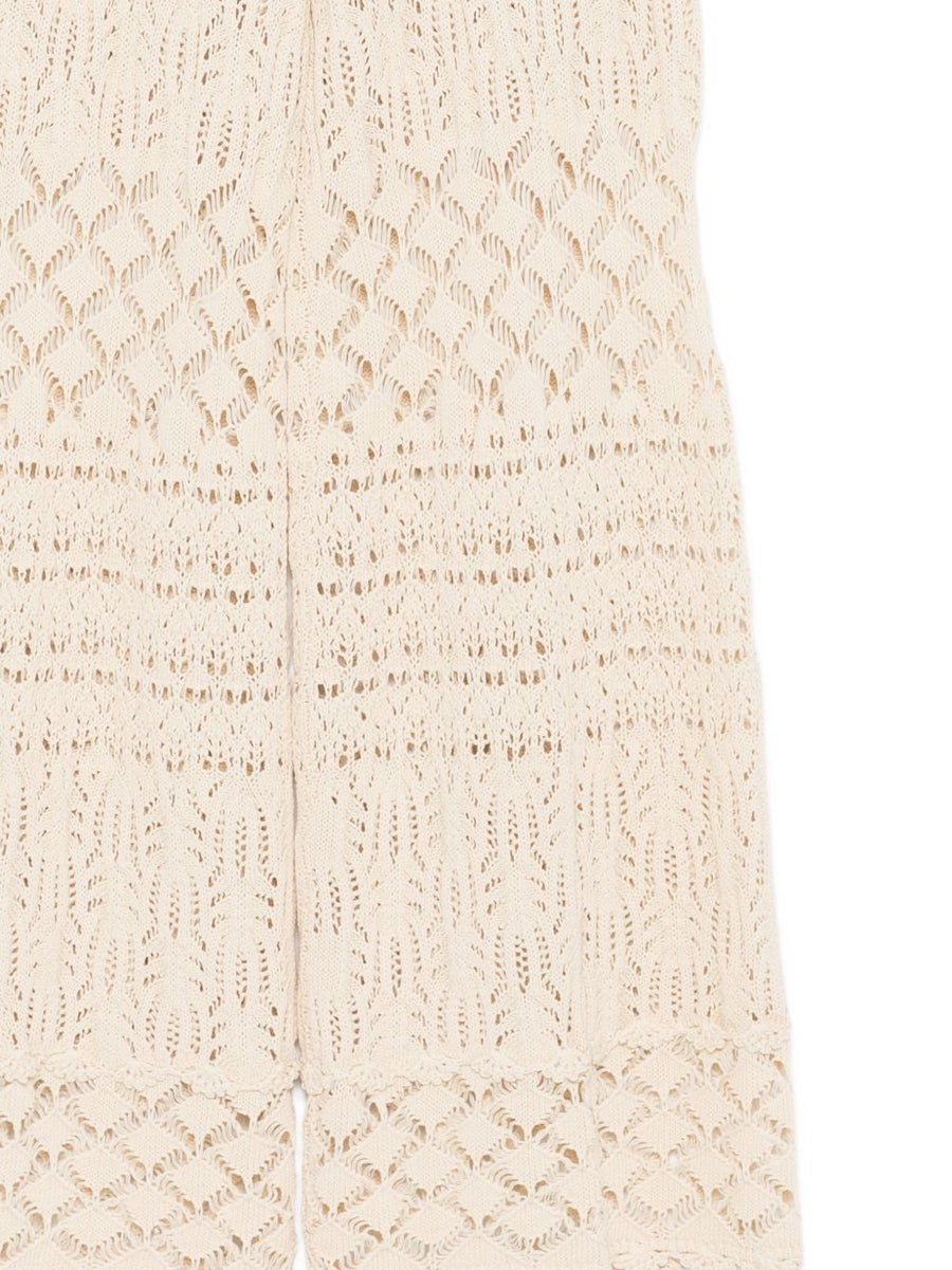 Semicouture Amalia Cotton Trousers For Women Open Knit Wide Leg Comfort And Effortless Style