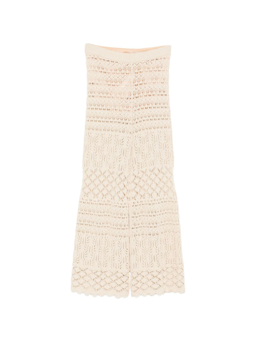 Semicouture Amalia Cotton Trousers For Women Open Knit Wide Leg Comfort And Effortless Style