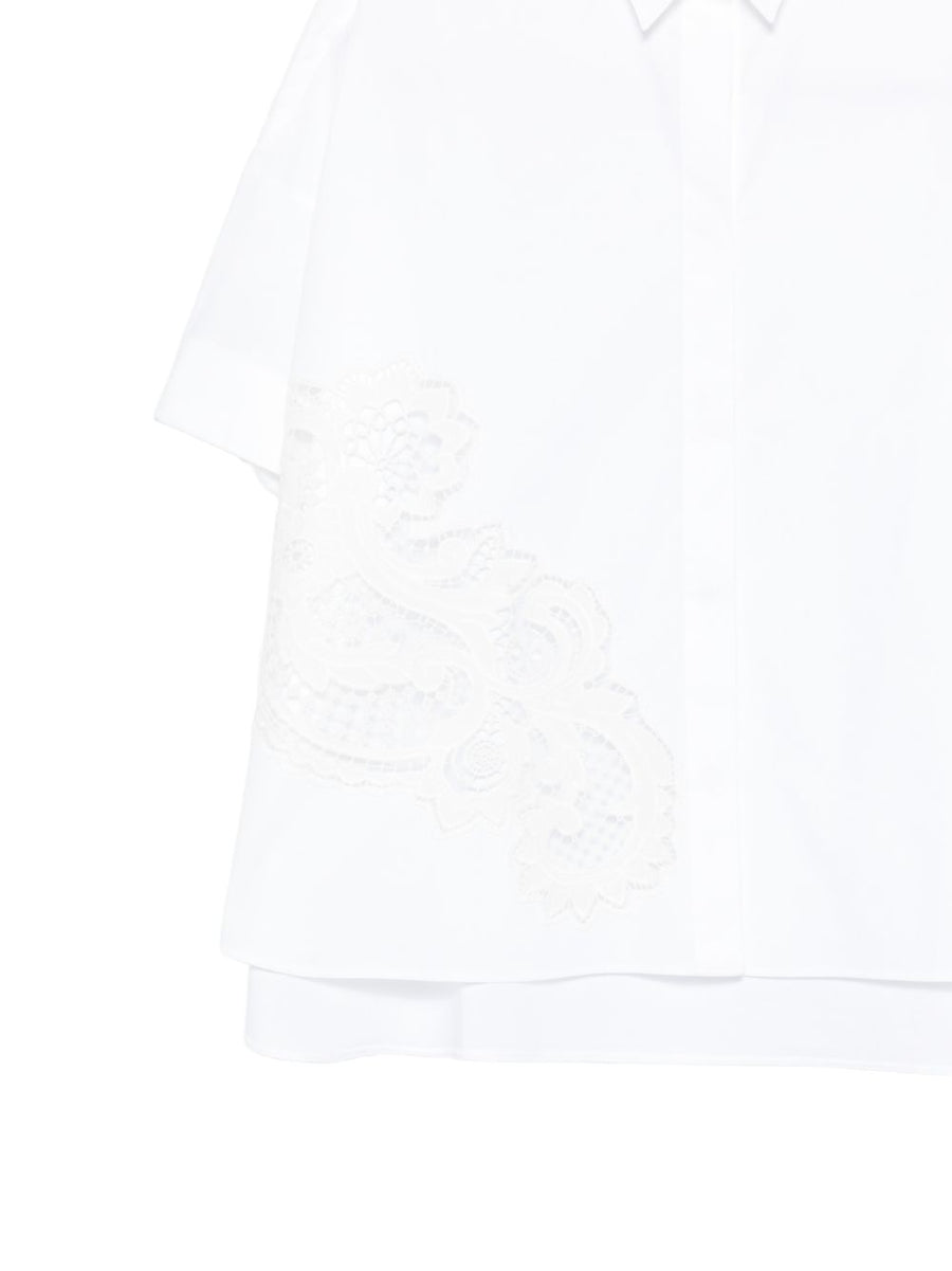 Fay Cotton Blouse White Lace Detail Layered Silhouette For Women Everyday Elegant Shirt Versatile Workwear Essential