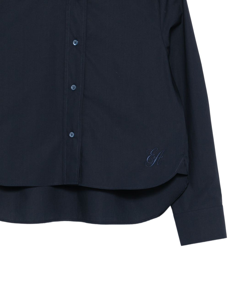 Emporio Armani Navy 100 Percent Cotton Shirt for Women Embroidered Luxury Smart Casual Wardrobe