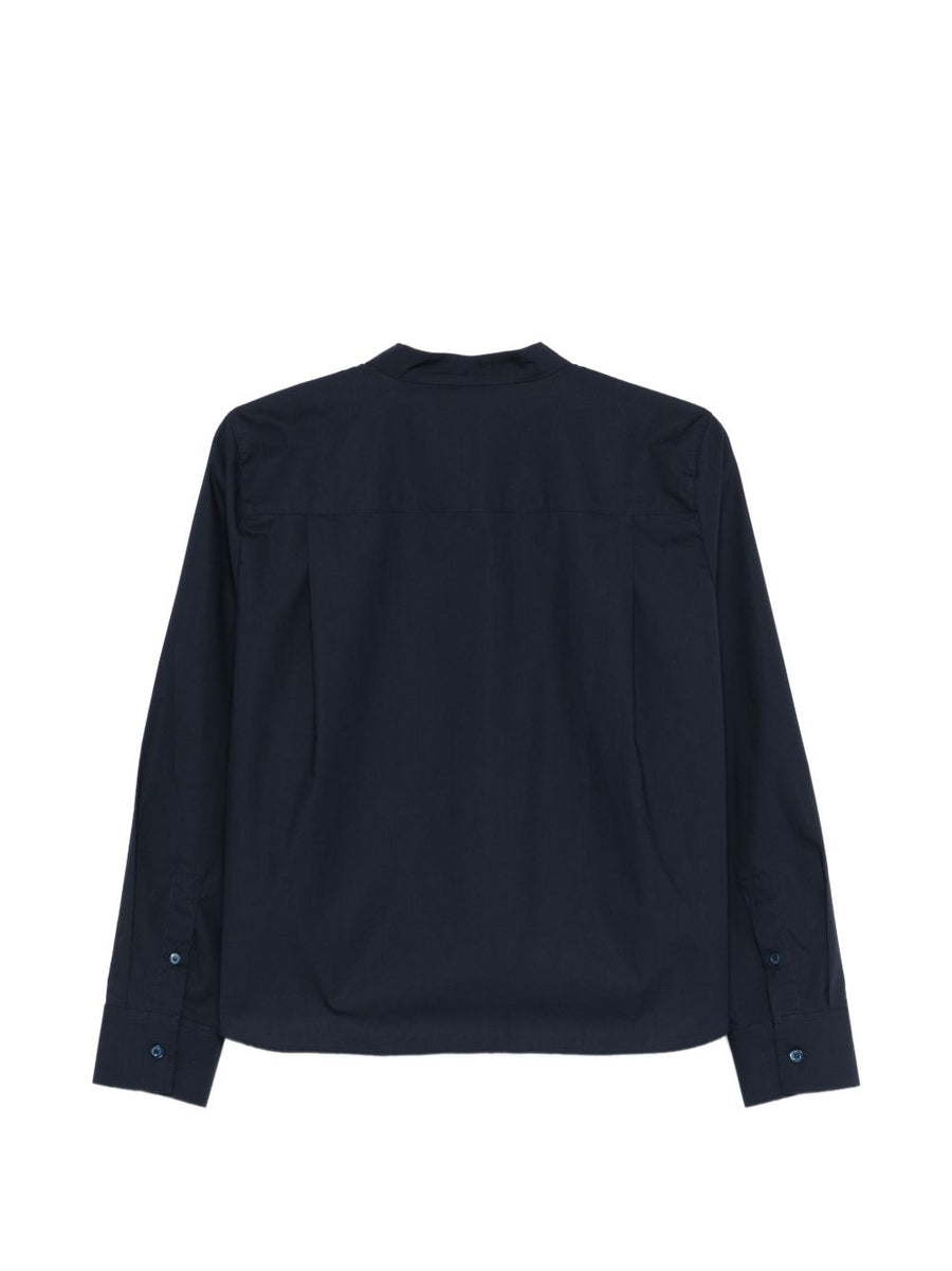 Emporio Armani Navy 100 Percent Cotton Shirt for Women Embroidered Luxury Smart Casual Wardrobe