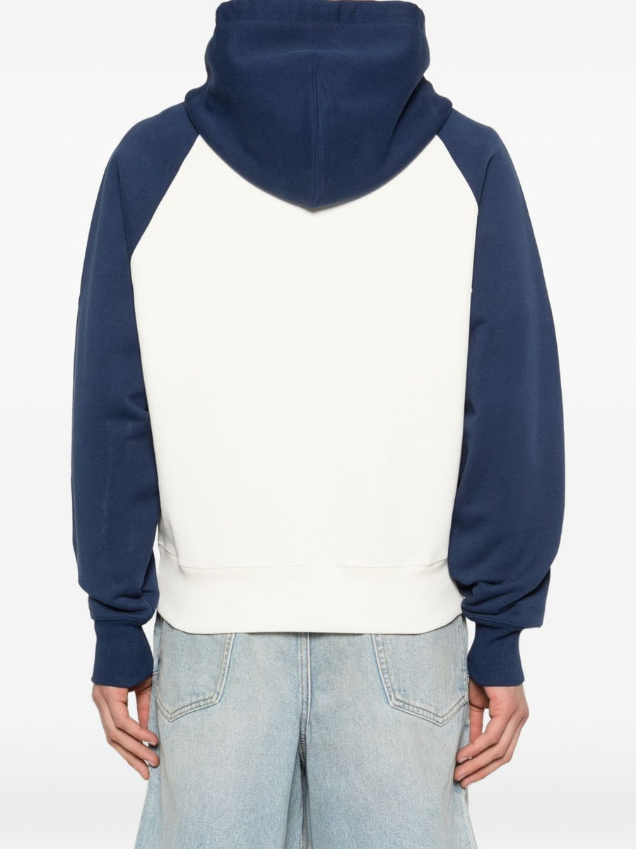 Ami Paris Ami De Coeur Cotton Hoodie For Men Navy Premium Embroidered Emblem Drawstring Hood