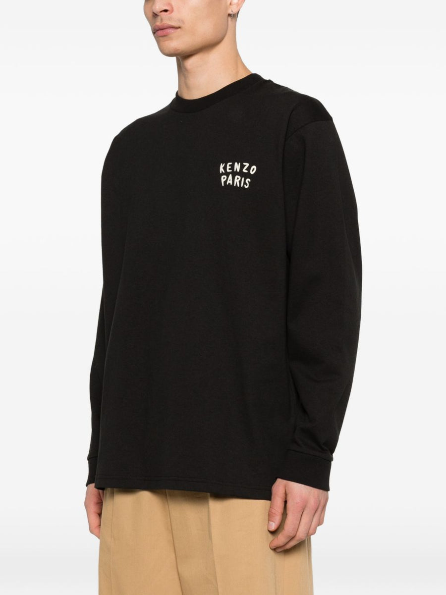 Kenzo Boke Heart Cotton T Shirt With Embroidered Logo For Men Long Sleeve Premium Everyday Luxury