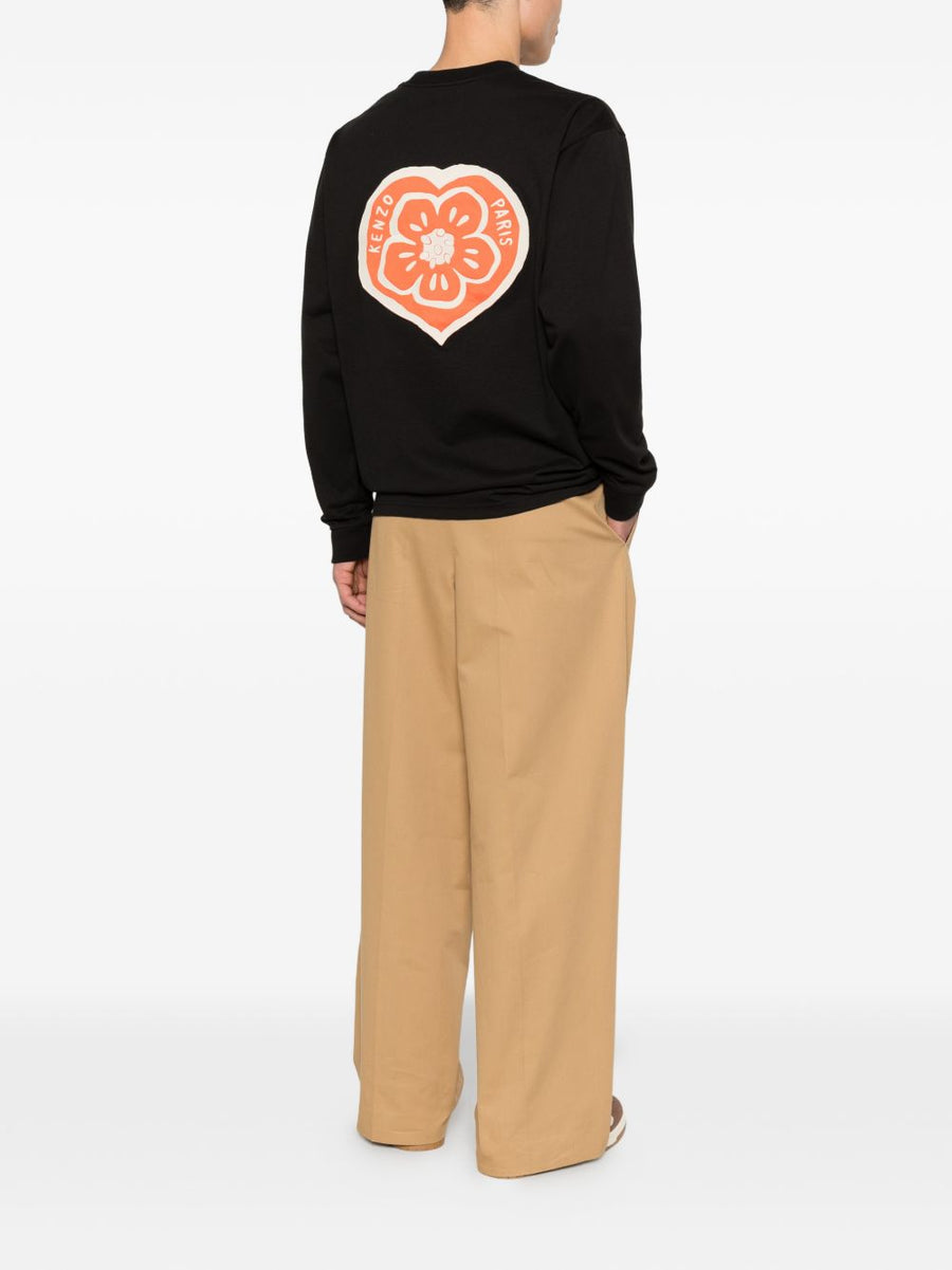Kenzo Boke Heart Cotton T Shirt With Embroidered Logo For Men Long Sleeve Premium Everyday Luxury