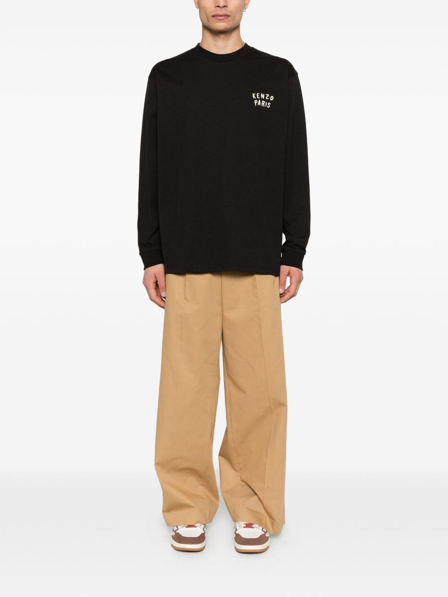 Kenzo Boke Heart Cotton T Shirt With Embroidered Logo For Men Long Sleeve Premium Everyday Luxury