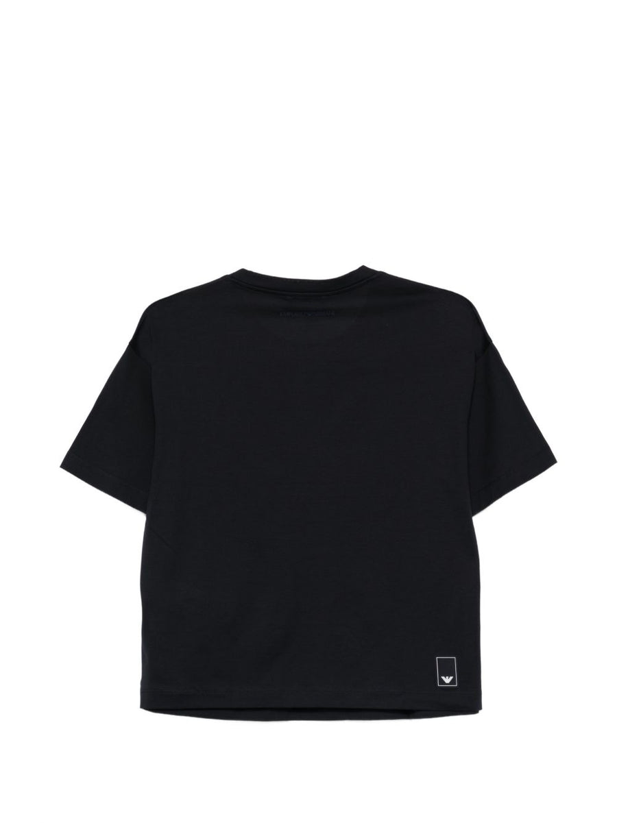 Emporio Armani Logo Cotton T Shirt Navy 100 Percent Cotton Chest Pocket Luxury For Women
