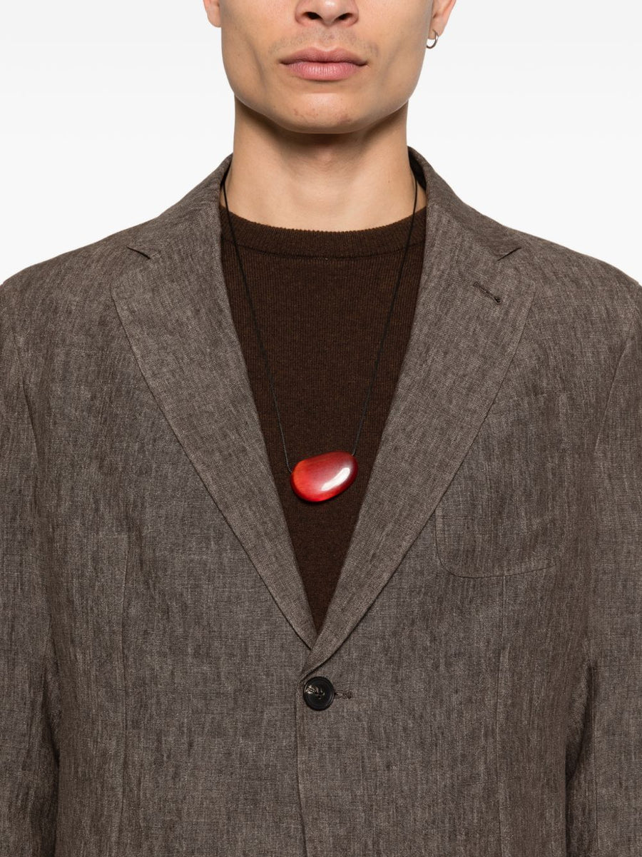 Emporio Armani Linen Single-Breasted Blazer For Men Breathable 100 Percent Linen Brown Smart Casual Spring Summer