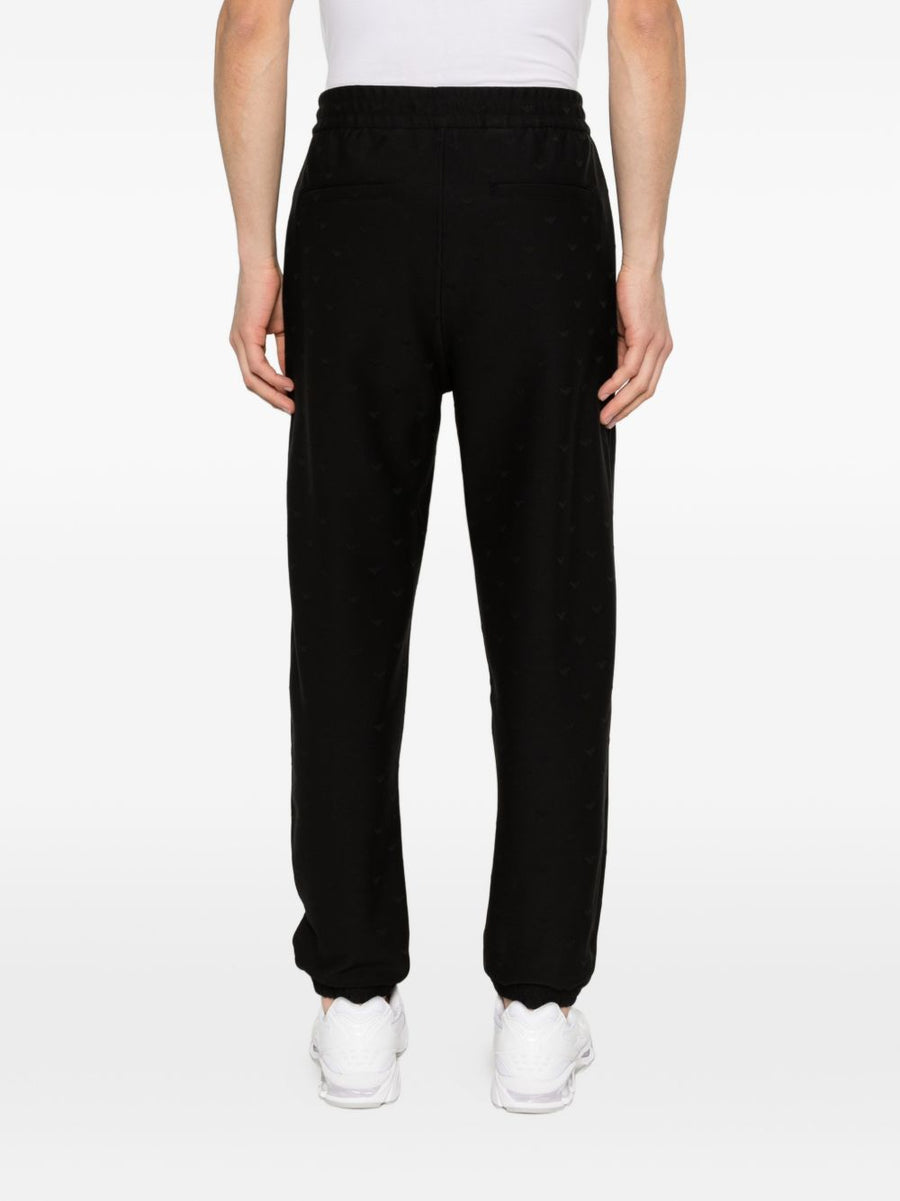 Emporio Armani Cotton Blend Sweatpants For Men With Elastic Waistband Black Pattern Everyday Luxury