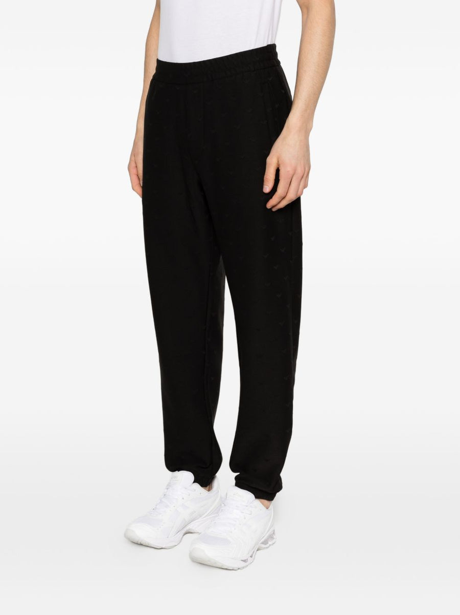 Emporio Armani Cotton Blend Sweatpants For Men With Elastic Waistband Black Pattern Everyday Luxury